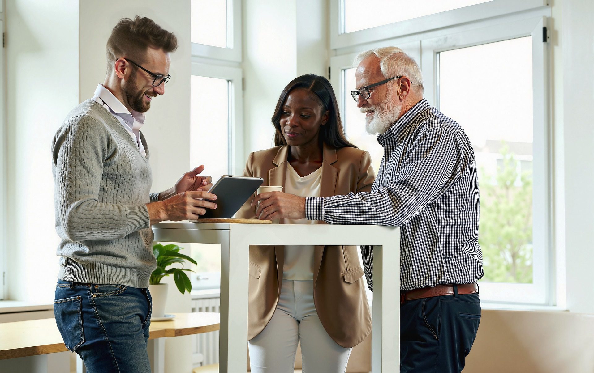 Physical therapist explaining data to patient and family. 